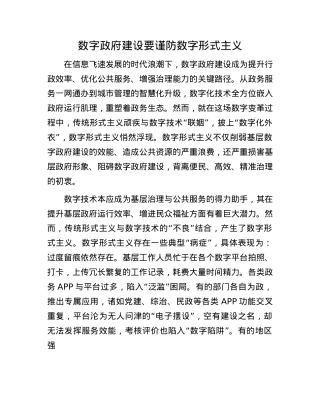 数字政府建设要谨防数字形式主义(1).docx