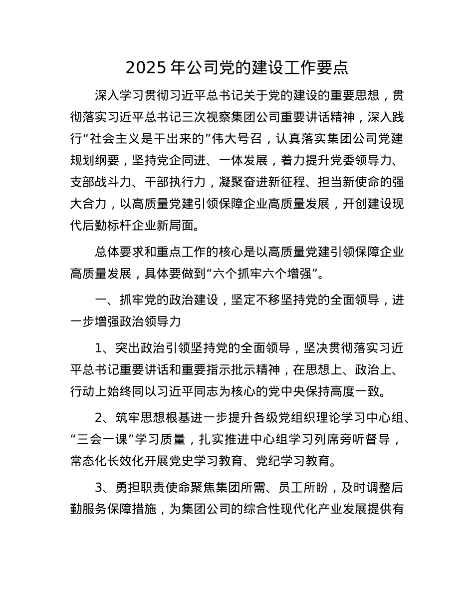 2025年公司X的建设工作要点.docx_第1页