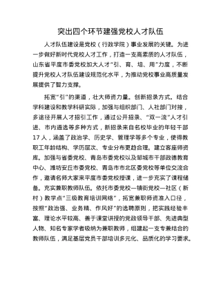突出四个环节 建强X校人才队伍.docx