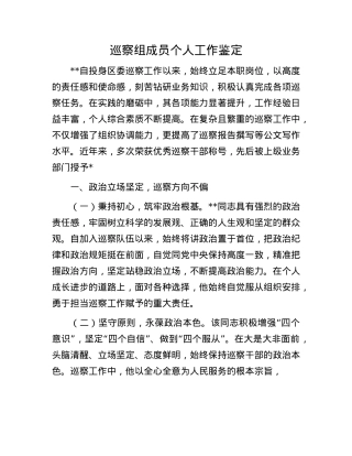巡察组成员个人工作鉴定.docx