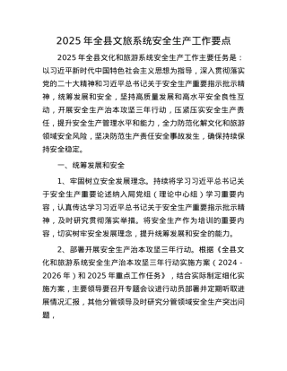 2025年全县文旅系统安全生产工作要点(1).docx