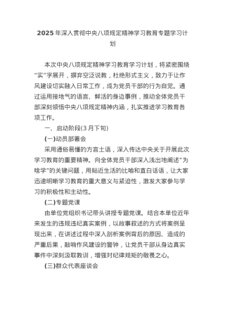 2025年深入贯彻中央BXGD精神学习教育专题学习计划.docx