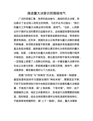 推进重大决策识民情接地气.docx