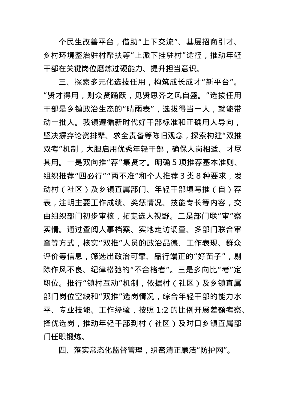 2025年乡镇年轻干部队伍建设经验交流（2386字）.docx_第3页
