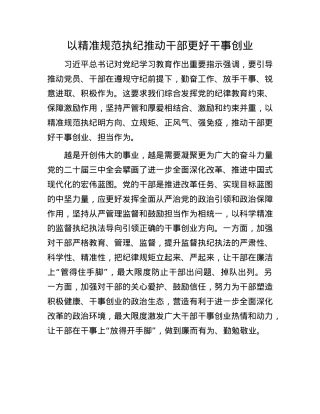 以精准规范执纪推动干部更好干事创业.docx