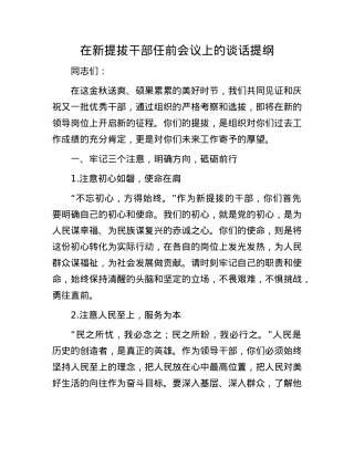 在新提拔干部任前会议上的谈话提纲.docx