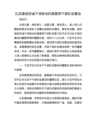 扎实推进忠诚干净担当的高素质干部队伍建设.docx