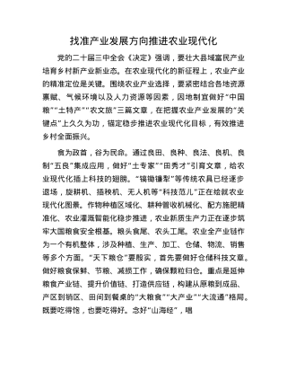 找准产业发展方向推进农业现代化.docx