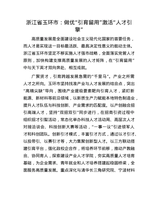浙江省玉环市：做优“引育留用”激活“人才引擎”.docx