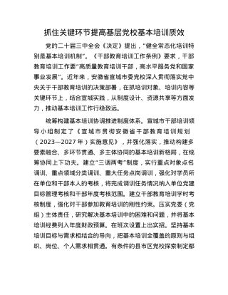 抓住关键环节提高基层X校基本培训质效.docx