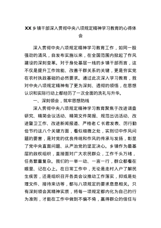 XX乡镇干部深入贯彻中央BXGD精神学习教育的心得体会.docx
