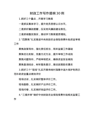 财政工作写作提纲30例.docx