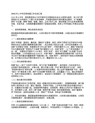 2025年上半年区局X建工作总结汇报.docx
