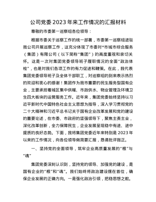 公司X委2023年来工作情况的汇报材料.docx