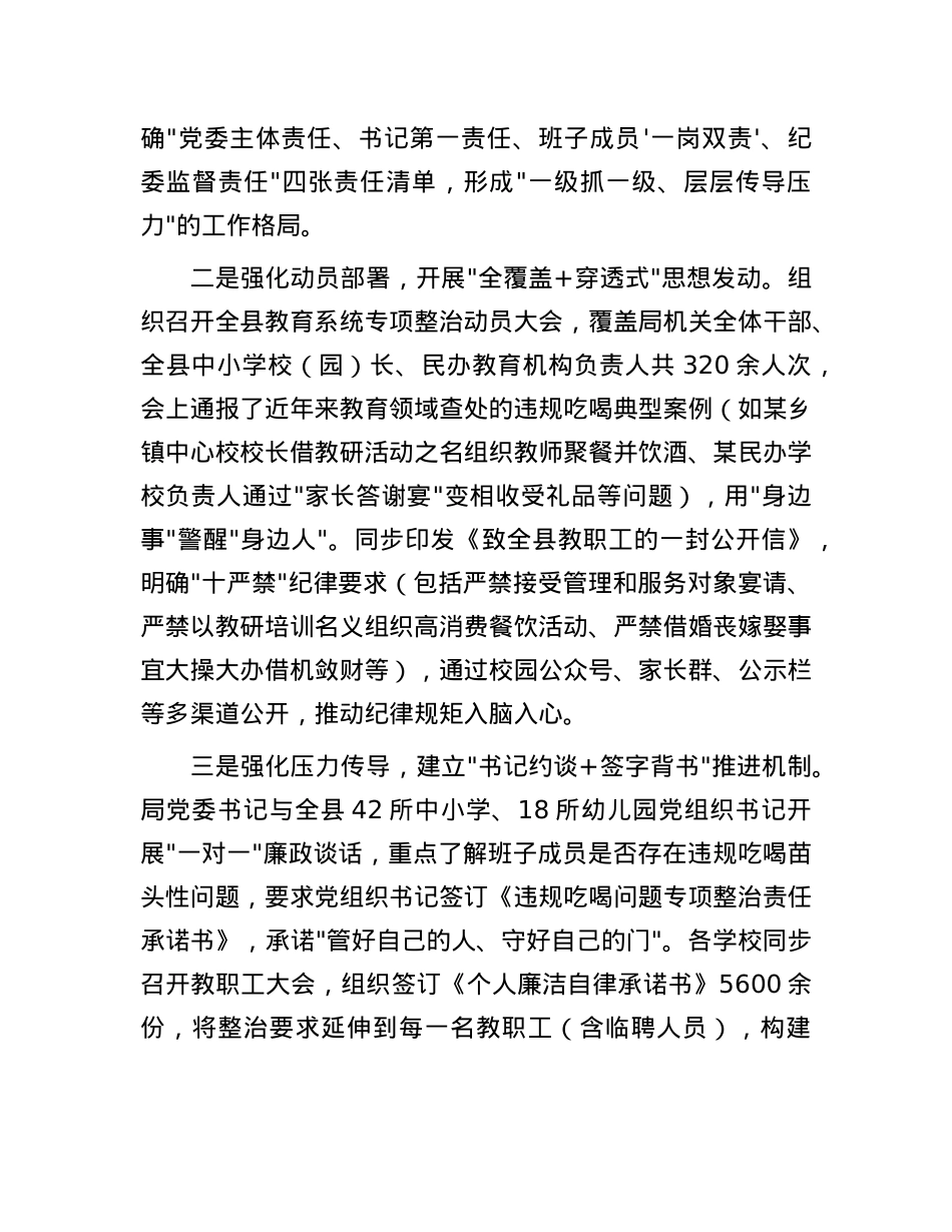 关于全县教育系统违规吃喝专项问题整治工作开展情况的报告.docx_第2页