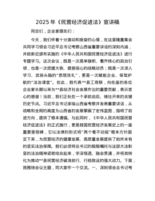 2025年《民营经济促进法》宣讲稿.docx