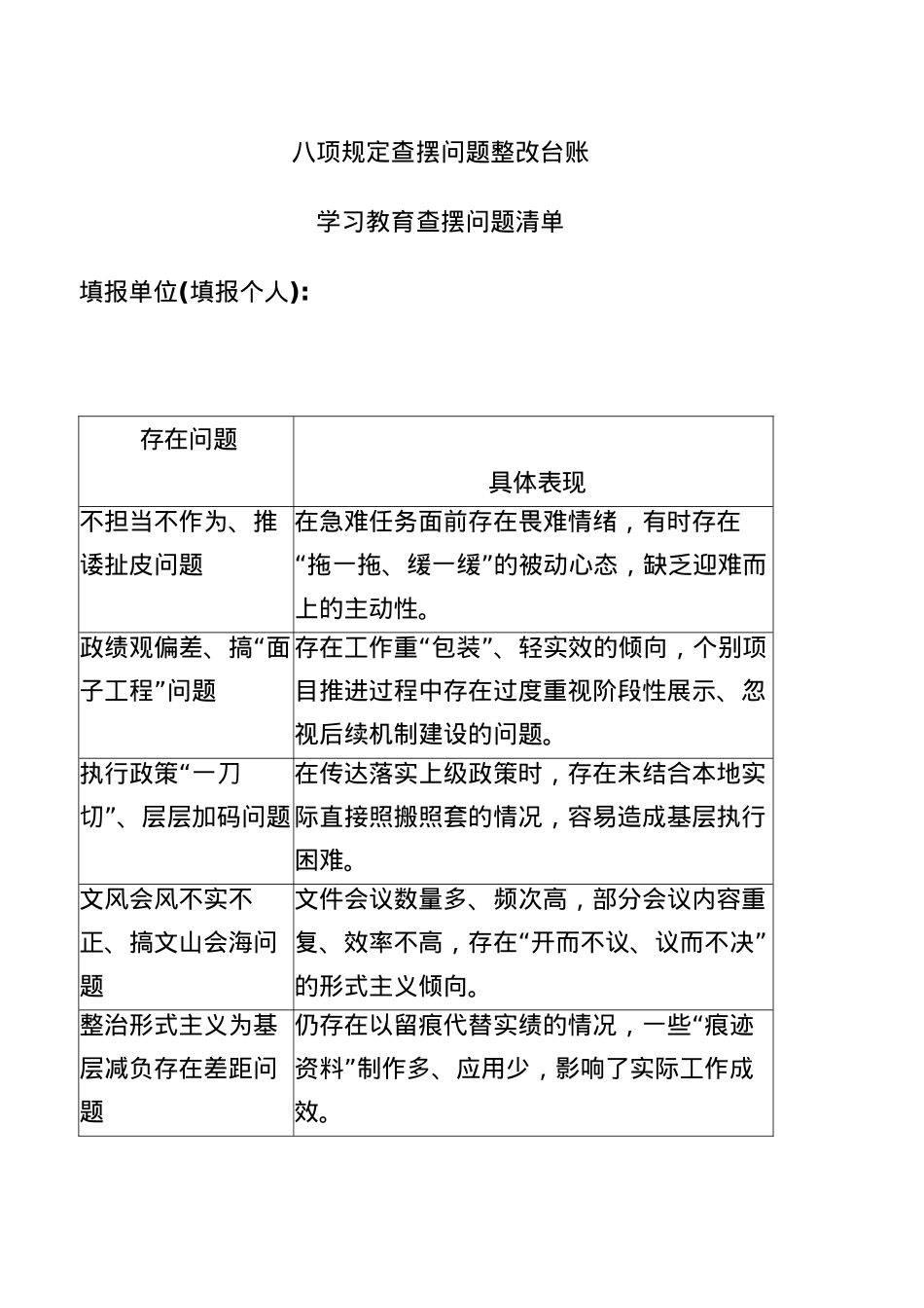 BXGD查摆问题整改台账(1).docx_第1页
