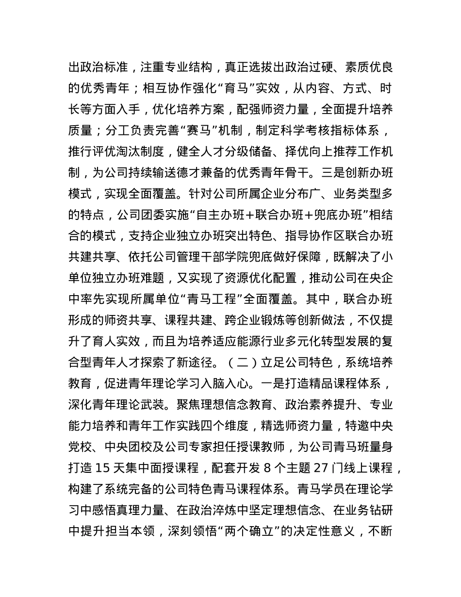 国有企业关于推进“青马工程”强化青年干部培养工作情况的报告.docx_第2页