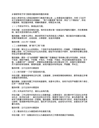 乡镇领导班子学习教育问题清单和整改举措.docx