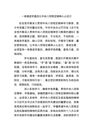 一体推进学查改 让中央BXGD精神入心见行.docx