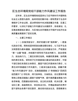 区生态环境局X组干部能力作风建设工作报告.docx