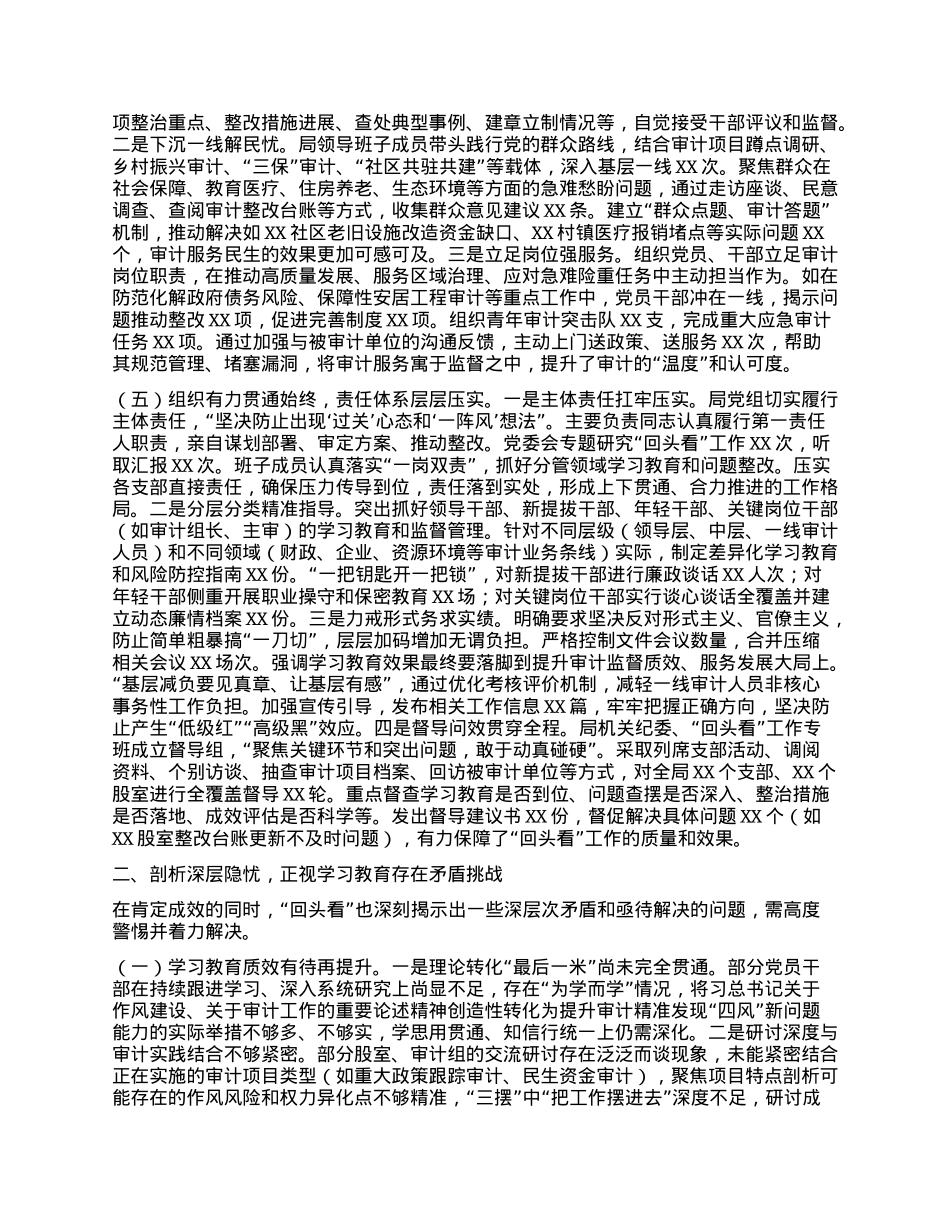县审计局深入贯彻中央BXGD精神学习教育“回头看”情况报告.docx_第3页