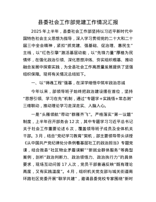 县委社会工作部X建工作情况汇报.docx