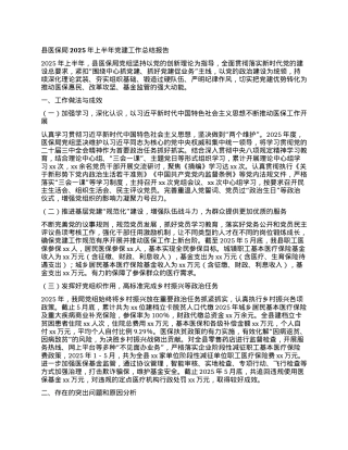 县医保局2025年上半年X建工作总结报告.docx