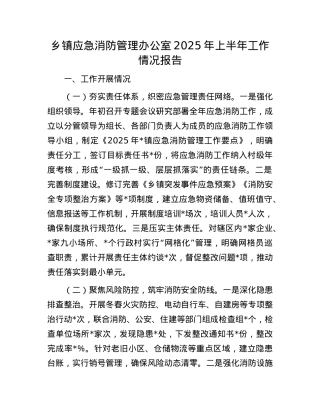 乡镇应急消防管理办公室2025年上半年工作情况报告.docx