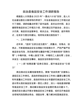 自治县食品安全工作调研报告.docx
