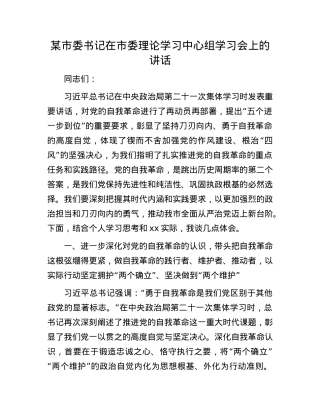 某市委书记在市委理论学习中心组学习会上的讲话.docx