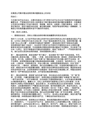 【团队精品】在集团公司集中整治违规吃喝问题推进会上的讲话.docx