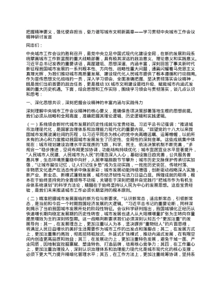 把握精神要义，强化使命担当，奋力谱写城市文明新篇章——学习贯彻中央城市工作会议精神研讨发言.docx