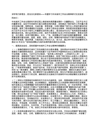 深学笃行新理念，担当文化新使命——专题学习中央城市工作会议精神研讨交流发言.docx