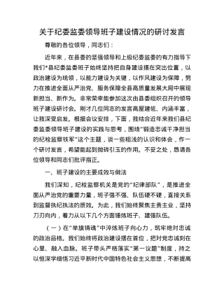 关于纪委监委领导班子建设情况的研讨发言.docx