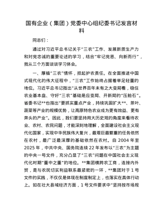 国有企业（集团）X委中心组纪委书记发言材料.docx