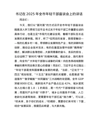 书记在2025年全市年轻干部座谈会上的讲话.docx