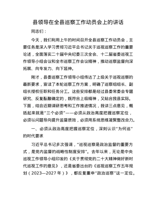 县领导在全县巡察工作动员会上的讲话.docx