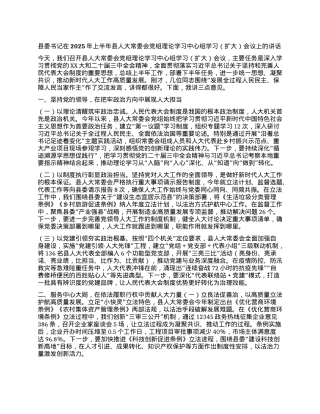 县委书记在2025年上半年县人大常委会X组理论学习中心组学习会议上的讲话.docx