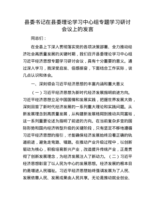县委书记在县委理论学习中心组专题学习研讨会议上的发言.docx