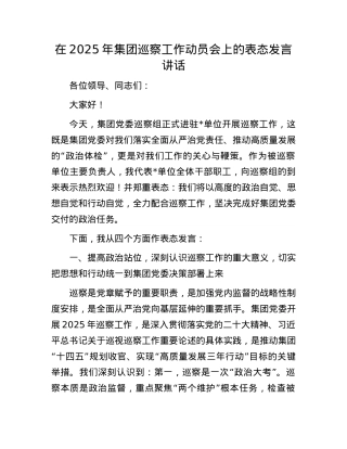 在2025年集团巡察工作动员会上的表态发言讲话.docx