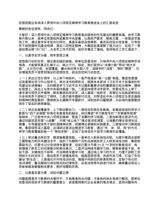 在国资国企系统深入贯彻中央BXGD精神学习教育推进会上的汇报发言.docx